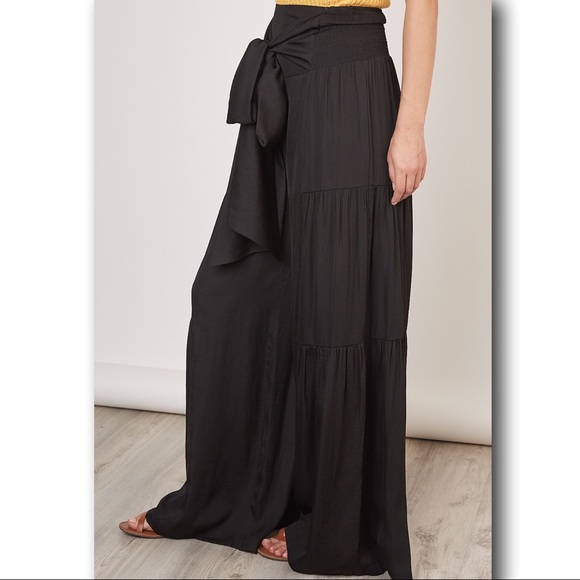 Sale TIERED WIDE LEG PANTS with a SASHED WAIST - Picture 6 of 7